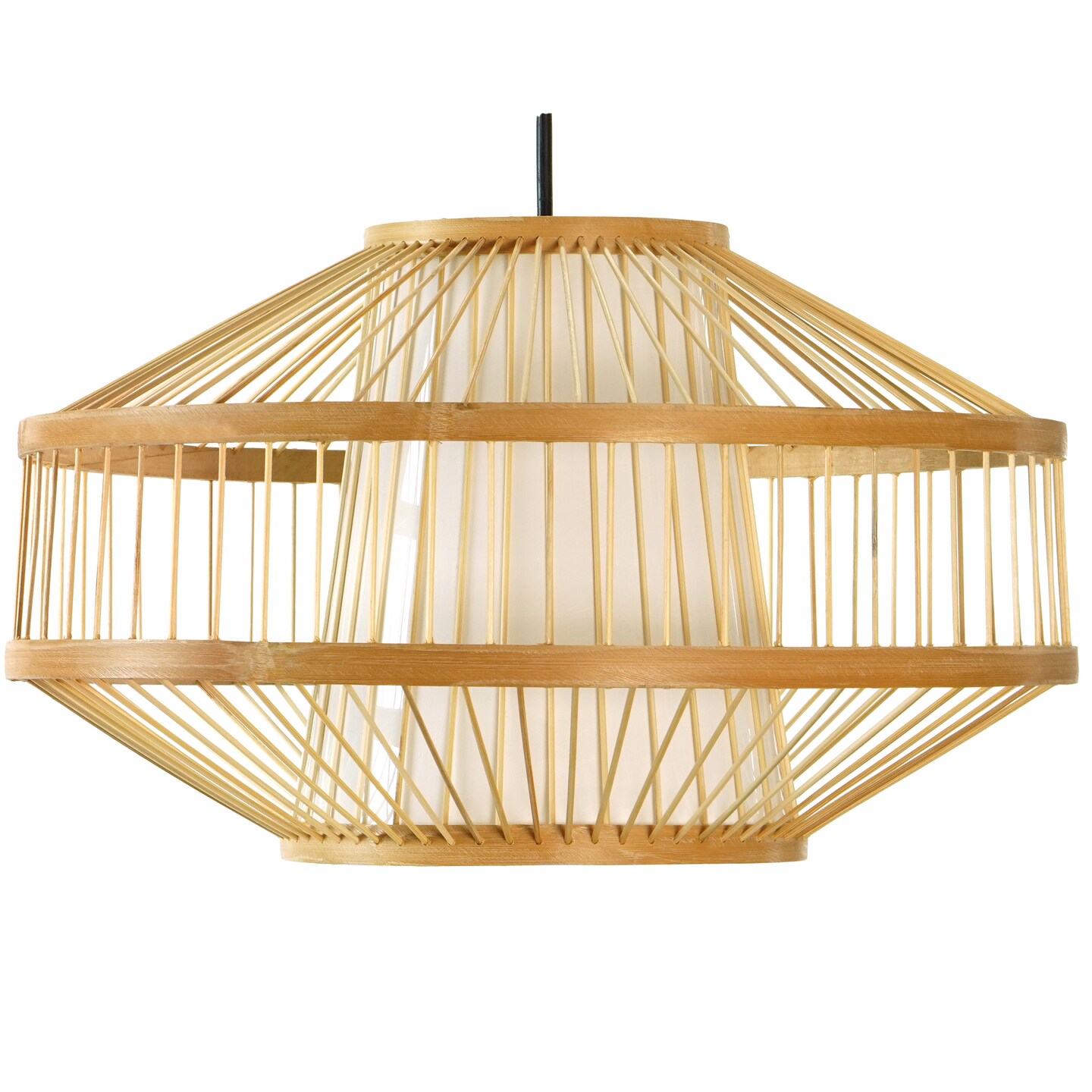 Modern Bamboo Lantern Pendant Lamp Hanging Light Shade for Entryway and Living Room