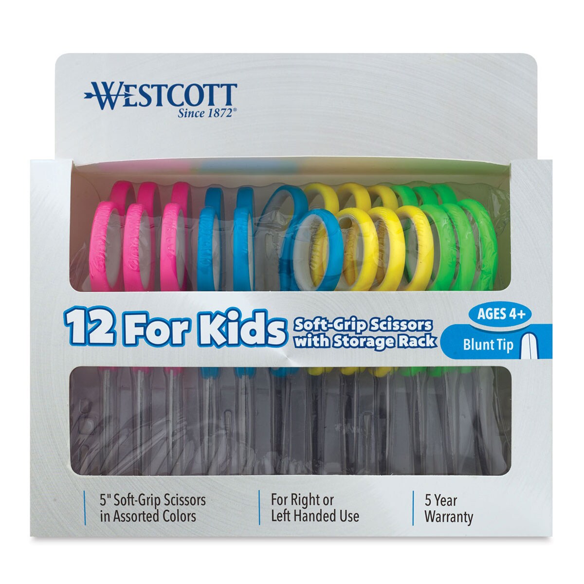 Westcott Soft Handle Scissors Teacher Pack - Set of 12, Assorted Colors, Blunt Tip