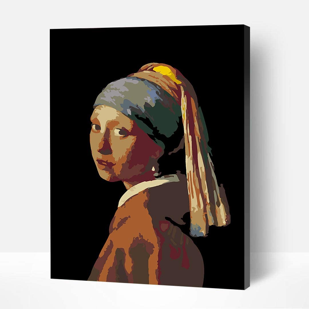 Artwille DIY Paint by Numbers for Adults and Kids, Acrylic Painting Kit - &#x22;Girl with a pearl earring&#x22;, 13.8 x 17.7 in