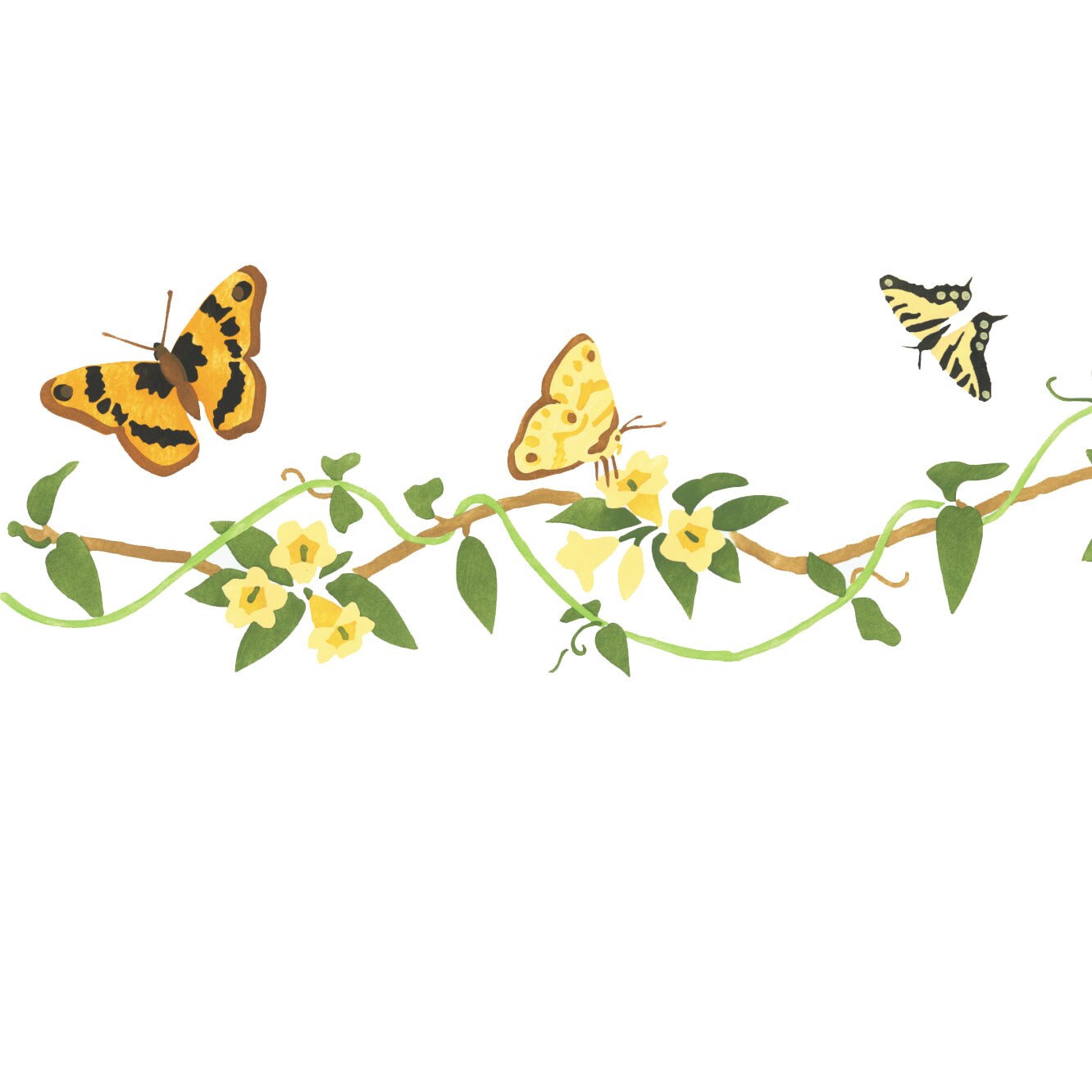 Butterfly with Vine Wall Stencil | 2693 by Designer Stencils | Animal & Nature Stencils | Reusable Art Craft Stencils for Painting on Walls, Canvas, Wood | Reusable Plastic Paint Stencil for Home Makeover | Easy to Use & Clean Art Stencil