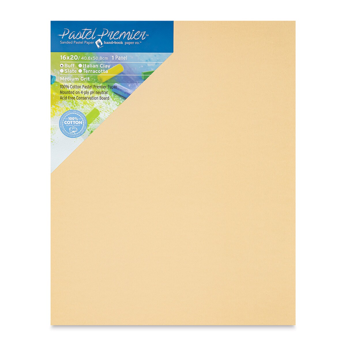 Handbook Paper Co. Pastel Premier Sanded Pastel Boards - 16" x 20", Buff, Single Board