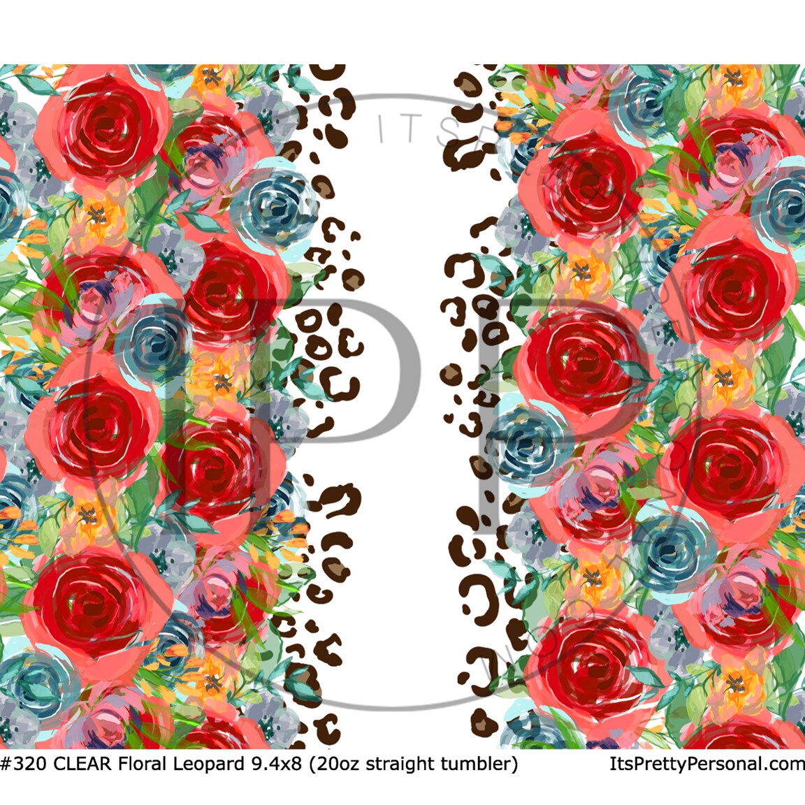 #320 CLEAR- 20oz Floral Leopard- 9.4" x 8" Pattern Vinyl Wrap (IPP EXCLUSIVE!)