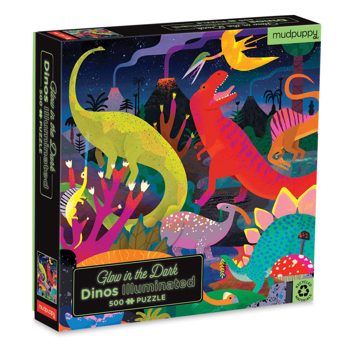 Mudpuppy Dinosaurs Illuminated Glow in the Dark 500 Piece Puzzle