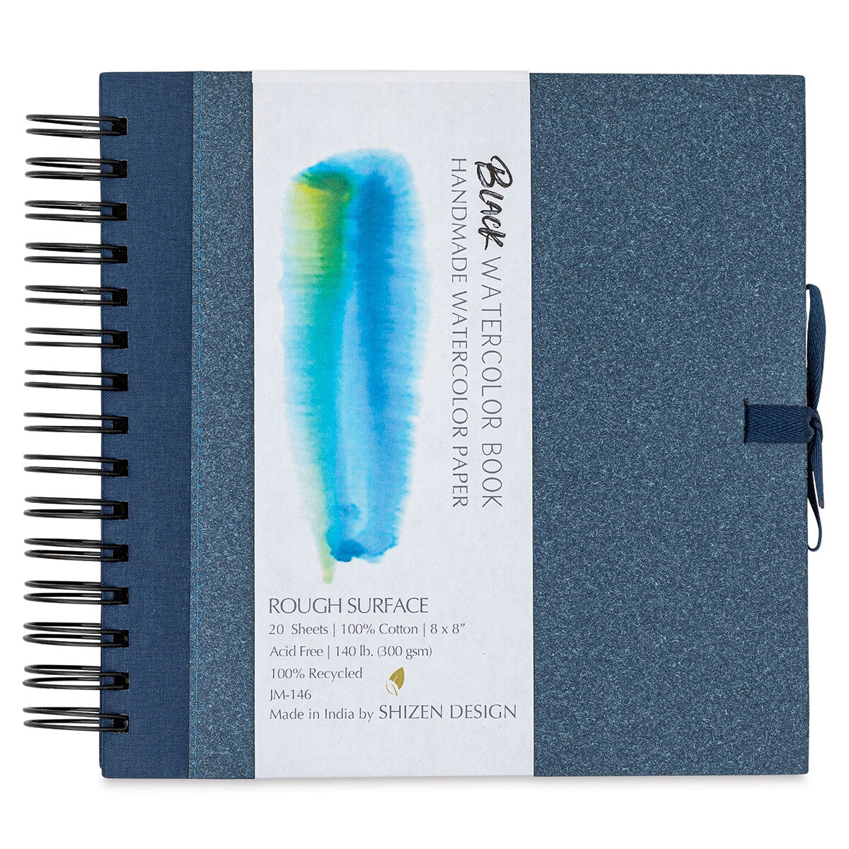 Shizen Design Black Watercolor Journal - 8&#x22; x 8&#x22;, Rough