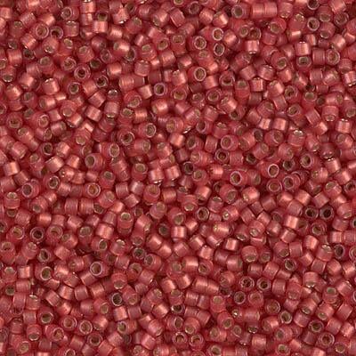 Miyuki Delica Bead 11/0, DB2173, Duracoat Semi-Frosted Silver Lined Dyed Lt Watermelon, 5 grams