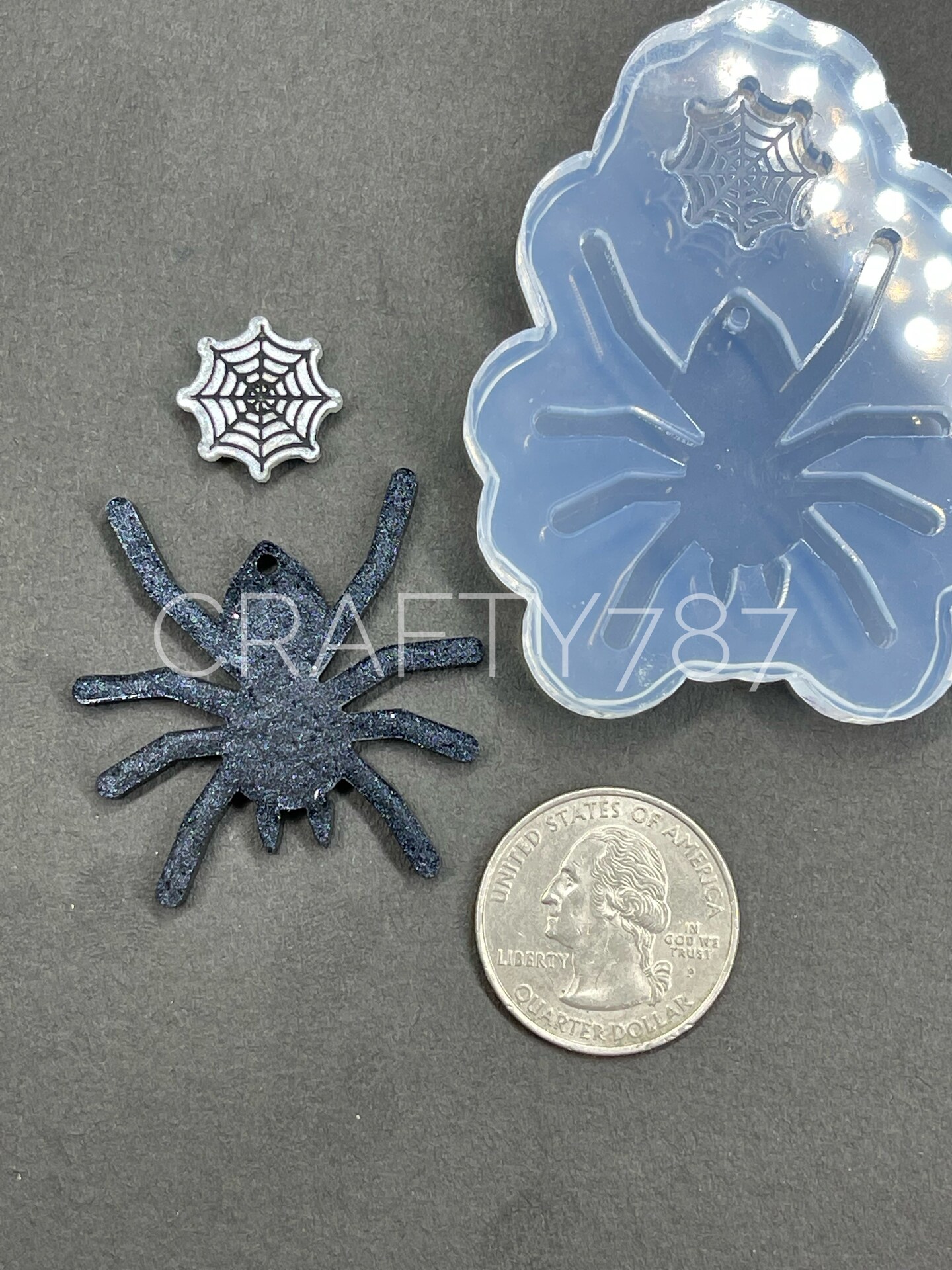Spider Dangle Earring + Spider Web Silicone Mold(C4)