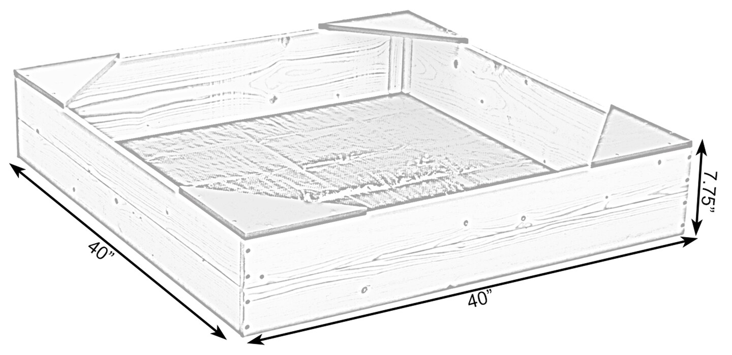 Outdoor Wooden Sand Box with Floor Cover and Waterproof Protection Cover, Square Sandpit for Kids