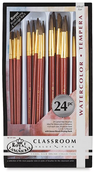 Royal Langnickel Camel Hair Classroom Value Pack - Rounds, Set of 24