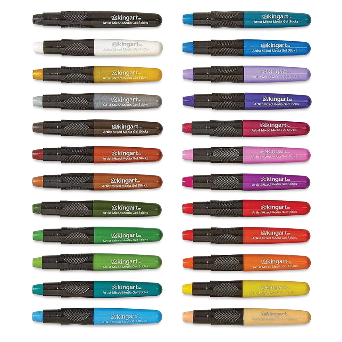 Kingart Mixed Media Gel Sticks - Set of 24, Assorted Colors