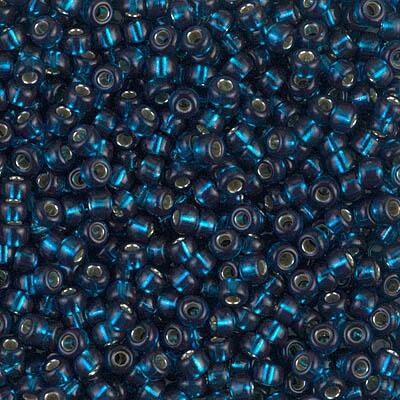 Miyuki 8 Round Seed Bead, 8-1425, Dyed Silver Lined Blue Zircon (Like DB 608), 10 grams
