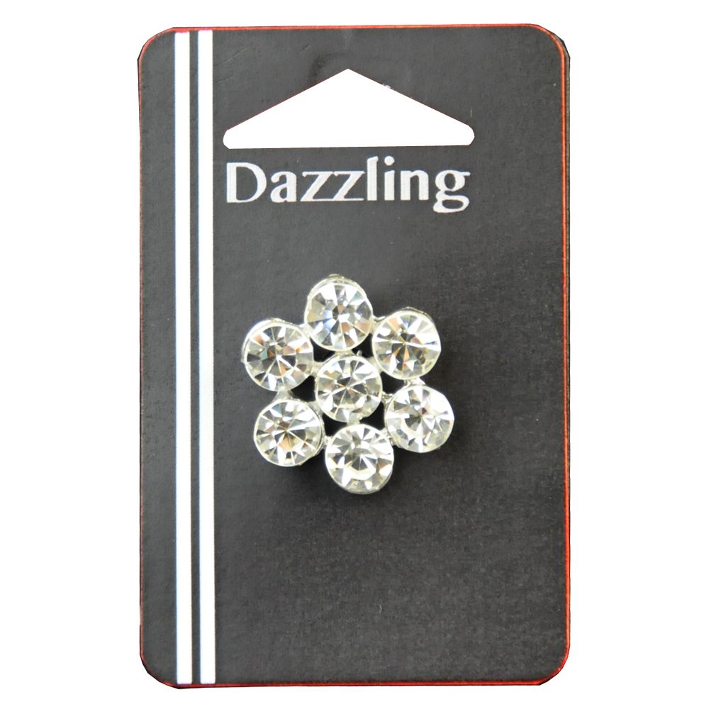 Belagio Rhinestone Shank Button, 1&#x22; Diameter, 1 Piece, Stone Flower Design, Silver/Crystal