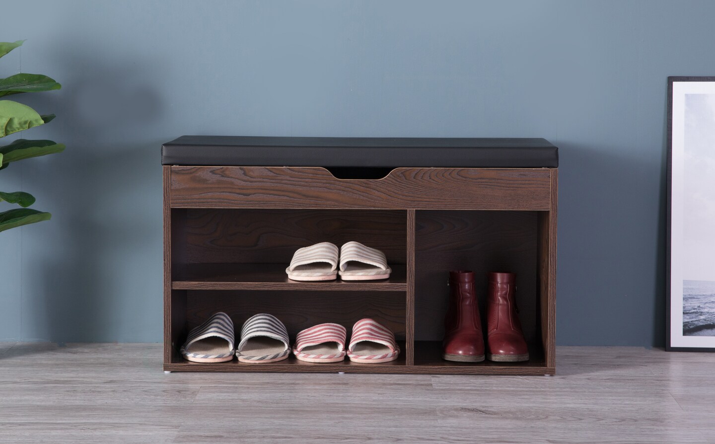 Entryway Storage Shoe Rack with Top Seat