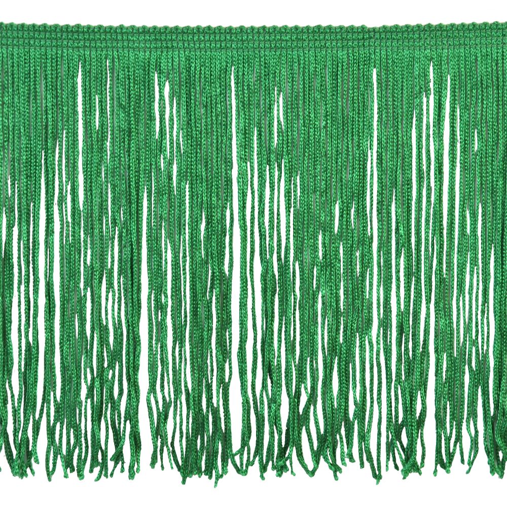 Belagio Chainette Fringe, 6&#x22; Wide, Emerald Green, 10-Yard Bolt