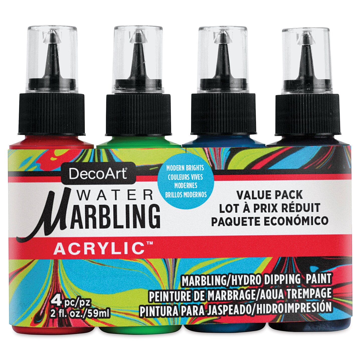 DecoArt Water Marbling Acrylic Paint - Modern Brights, Set of 4, 2 oz