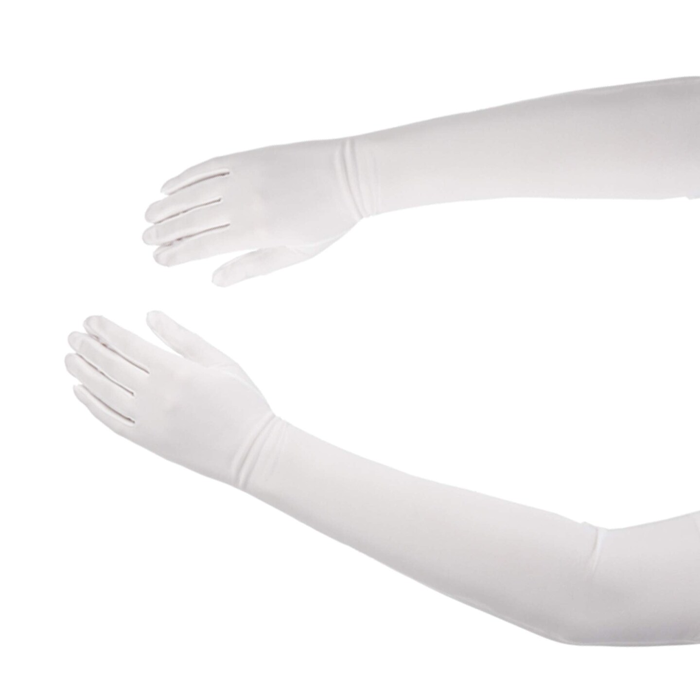 White Satin Opera Gloves - Roaring 20's Fancy Flapper Elbow Gloves - 1 Pair
