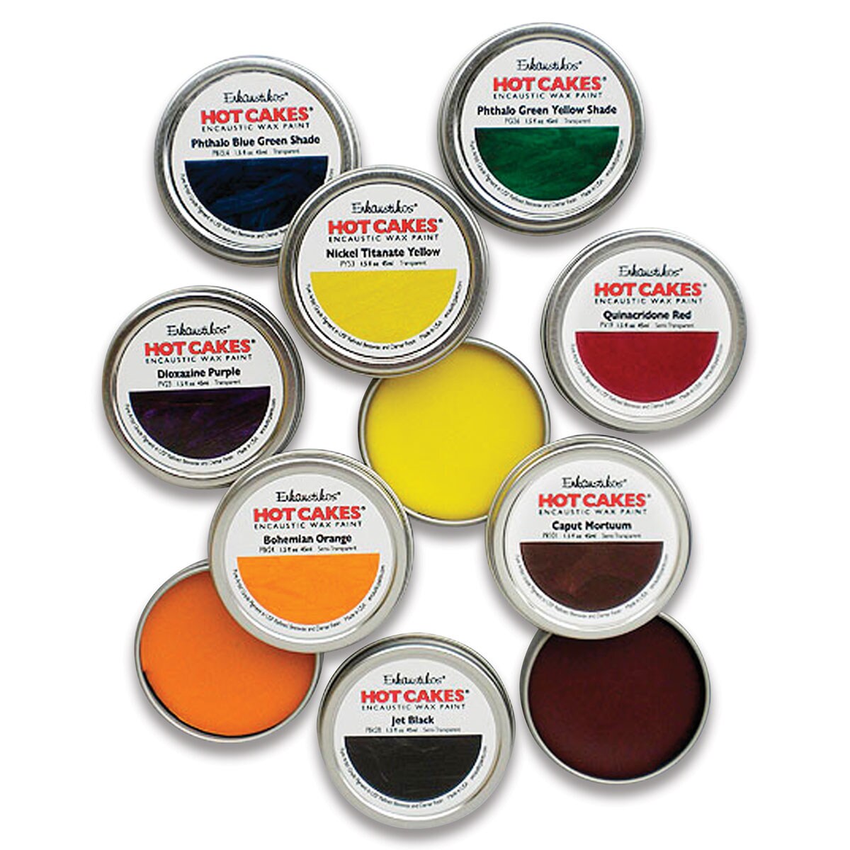 Enkaustikos Hot Cakes Encaustic Paint - Set of 8, Extended Academy Colors, 45 ml tins