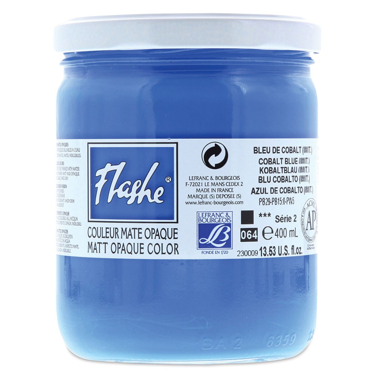 Lefranc & Bourgeois Flashe Vinyl Paint Cobalt Blue Hue, 400 ml jar
