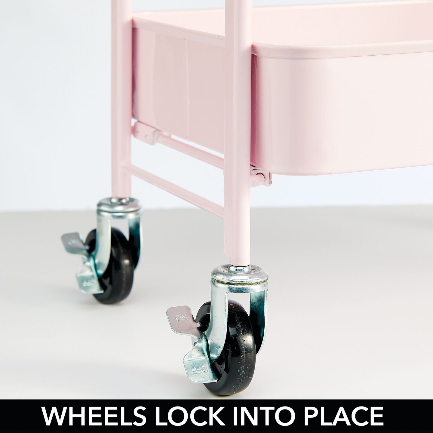mDesign Metal 3-Tier Rolling Utility Storage Carts, 4 Caster Wheels