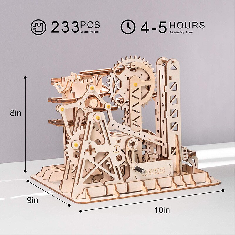 Robotime 3D Wooden Puzzle - Marble Race Run Maze Balls - LG504 Tower Coaster - Building Kits Toys for Children
