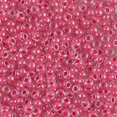 Miyuki 8 Round Seed Bead, 8-208, Carnation Pink Lined Crystal, 10 grams