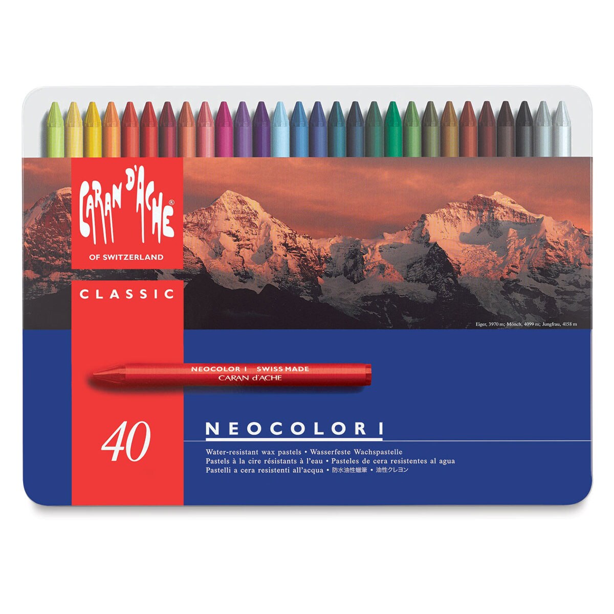 Caran d'Ache Neocolor I Wax Pastels - Assorted Colors, Set of 40