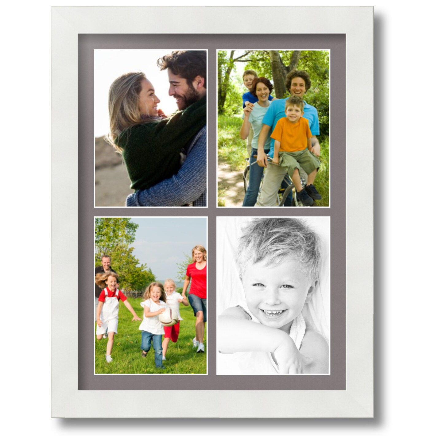 ArtToFrames Collage Photo Picture Frame with 4 - 5x7 inch Openings, Framed in White with Over 62 Mat Color Options and Regular Glass (CSM-3966-2153)