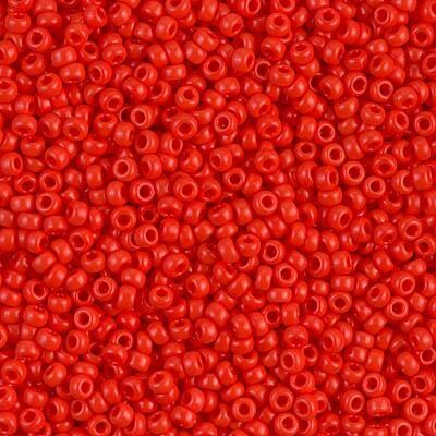 Miyuki 11 Round Seed Bead, 11-407, Opaque Vermillion Red