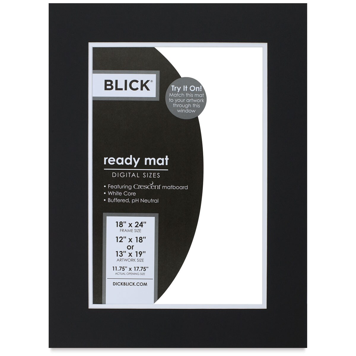 Blick Double Mat - Smooth Black/Smooth White, 18&#x22; x 24&#x22; (12&#x22; x 18&#x22; opening)