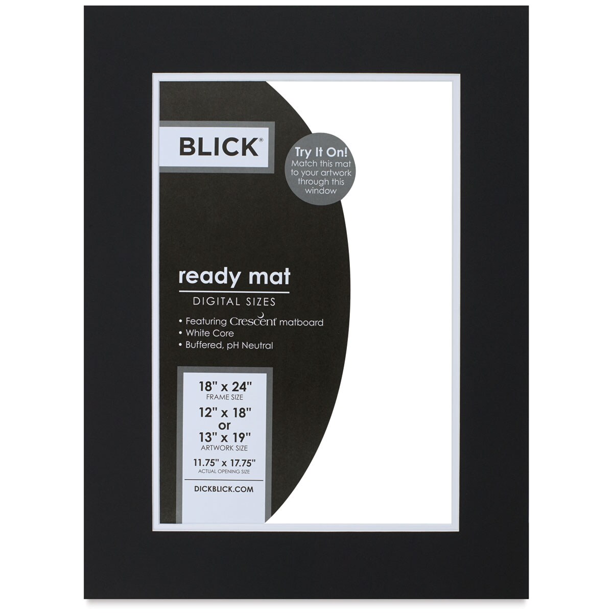 Blick Double Mat - Smooth Black/Smooth White, 18" x 24" (11-3/4" x 17-3/4" opening)