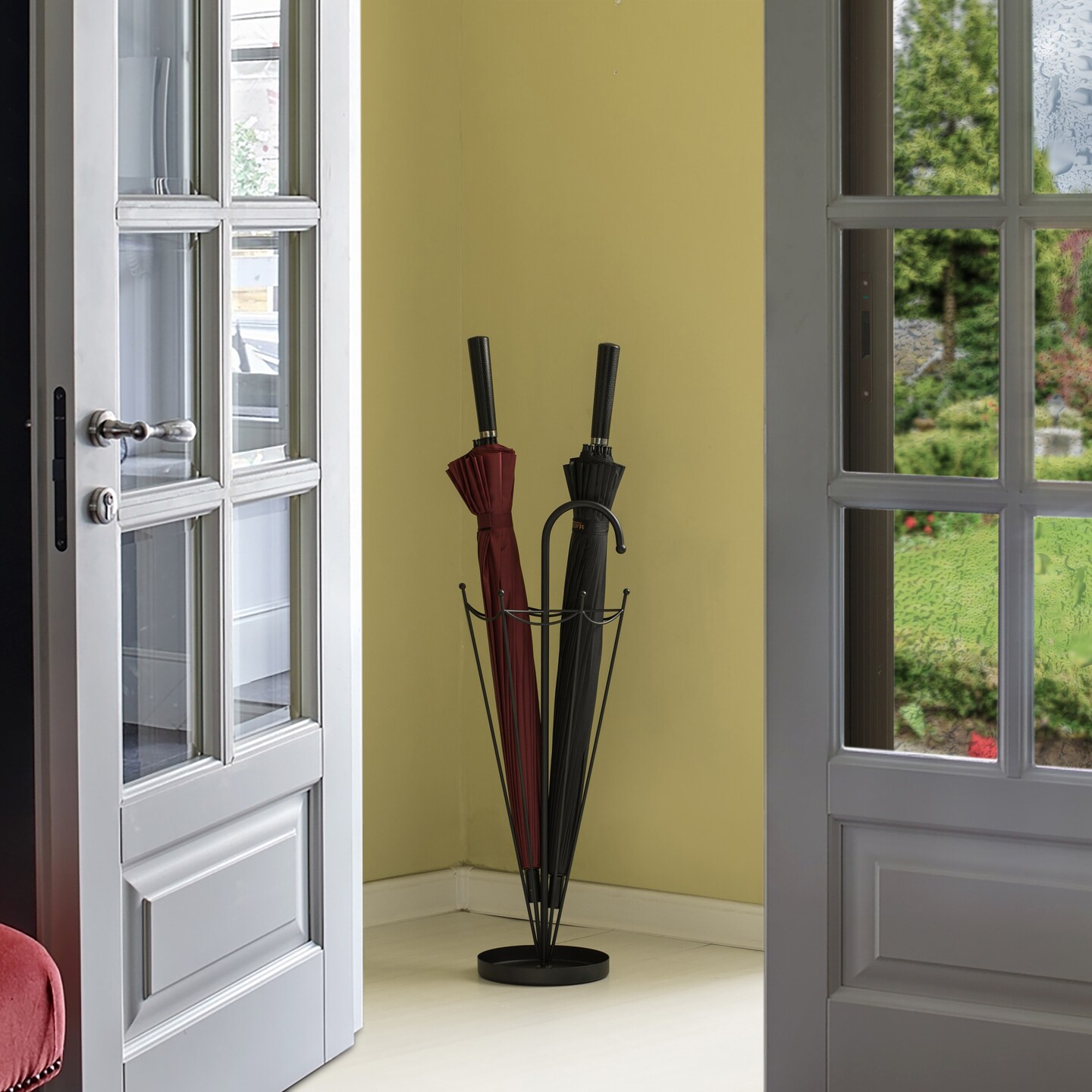 Black Umbrella Shaped Creative Umbrella Holder Stand for Indoor and Outdoor