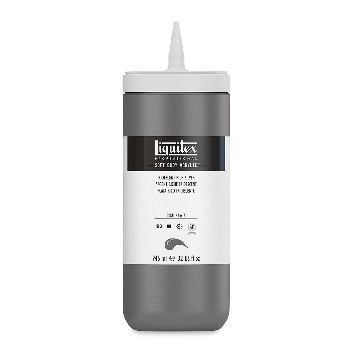Liquitex Soft Body Artist Acrylics - Iridescent Rich Silver, 946 ml