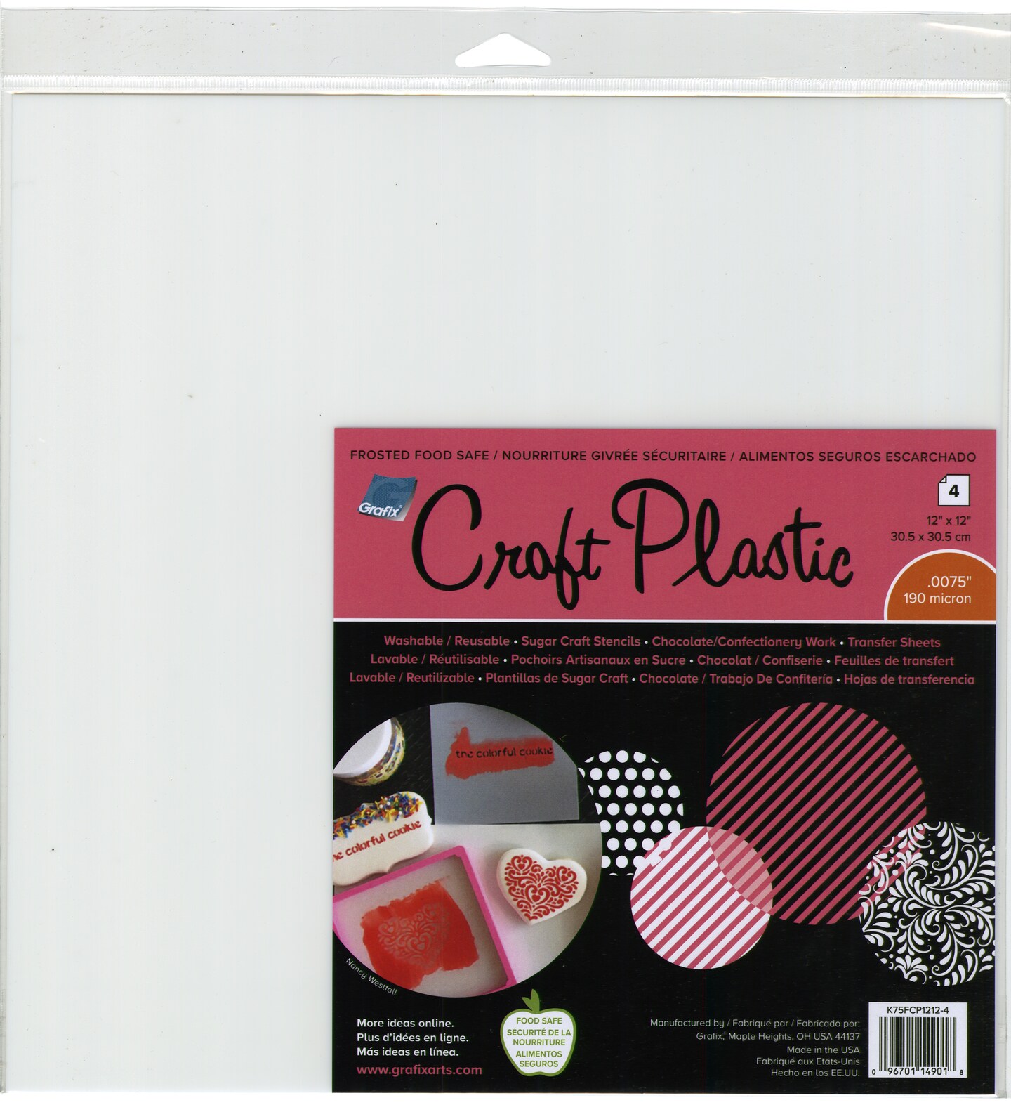 Grafix Foodsafe Craft Plastic Sheets 12&#x22;X12&#x22; 4/Pkg-Frosted .0075
