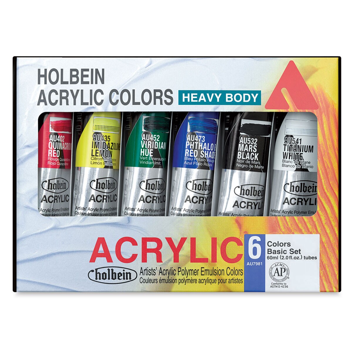 Holbein Heavy Body Artist Acrylics - Set of 6, Basic Colors, 60 ml