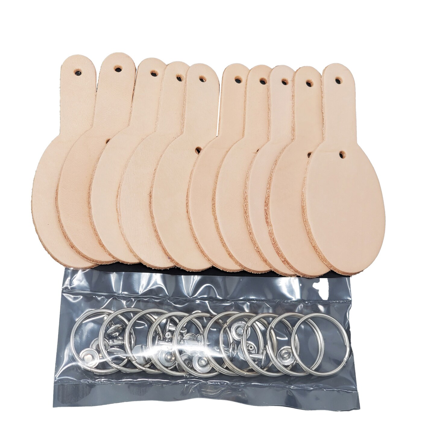 DIY Leather Key Fobs Kit 10 Pack – Oval Blanks with Hardware for Custom Keychains