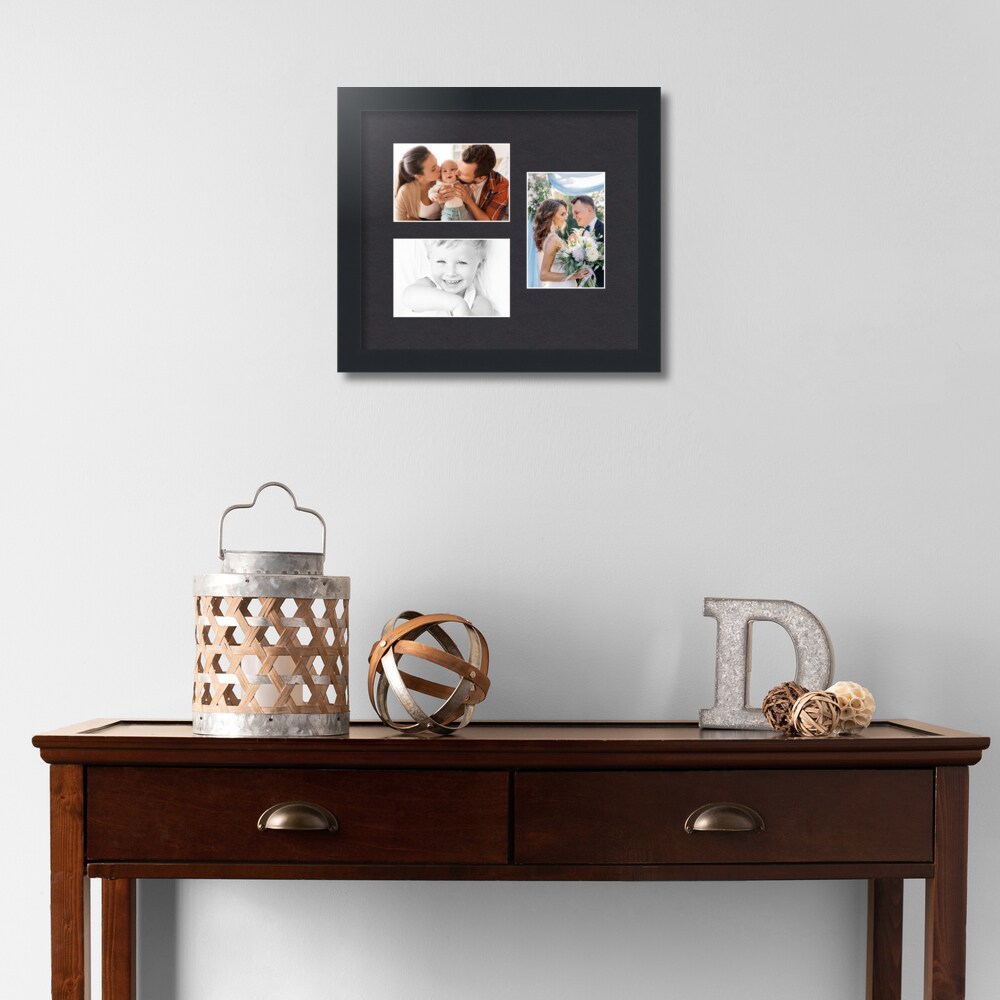 ArtToFrames Collage Photo Picture Frame with 3 - 4x6 inch Openings, Framed in Black with Over 62 Mat Color Options and Regular Glass (CSM-3926-389)