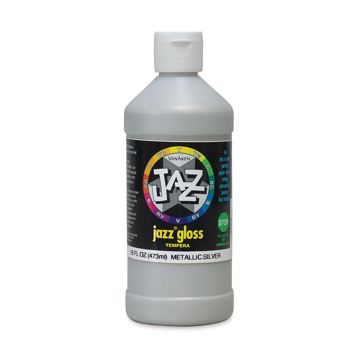 Jazz Gloss Tempera - Gloss, Metallic Silver, 16 oz bottle