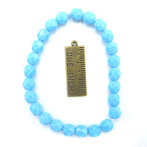 Turquoise Round Faceted Czech Glass Beads (1 strand/25 beads) (B615)