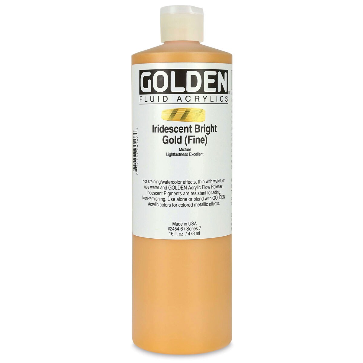 Golden Fluid Acrylics - Iridescent Bright Gold (Fine), 16 oz bottle
