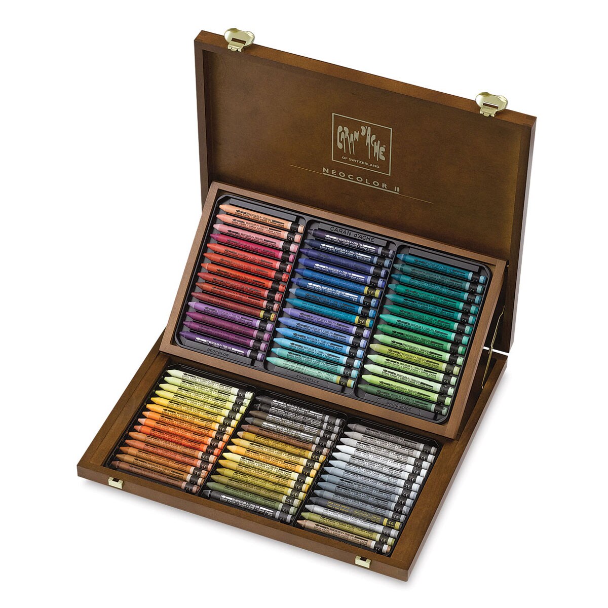 Caran d&#x27;Ache Neocolor II Aquarelle Artists&#x27; Pastel Set - Assorted Colors, Wood Box , Set of 84
