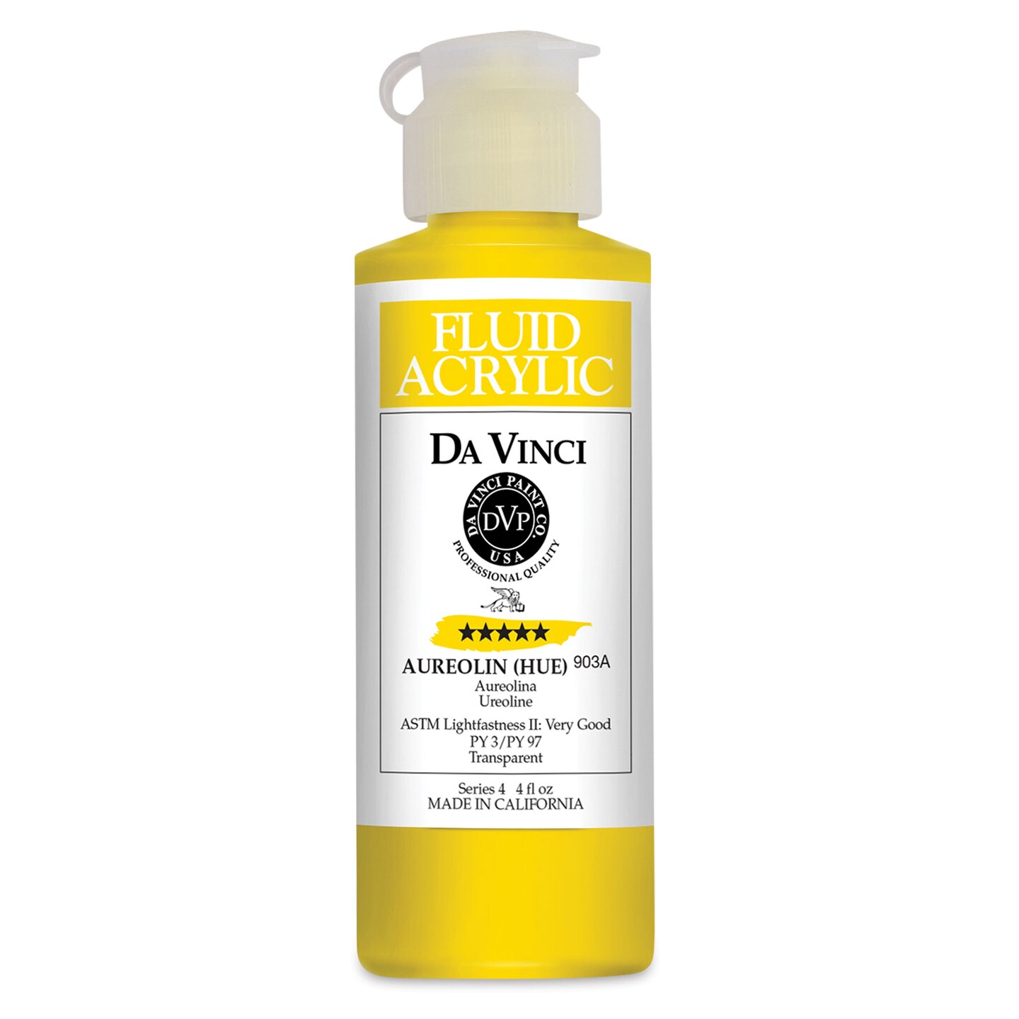 Da Vinci Fluid Acrylics - Aureolin Hue, 4 oz bottle