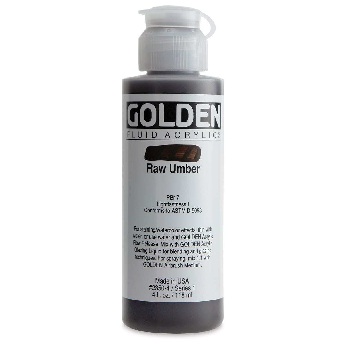 Golden Fluid Acrylics - Raw Umber, 4 oz bottle