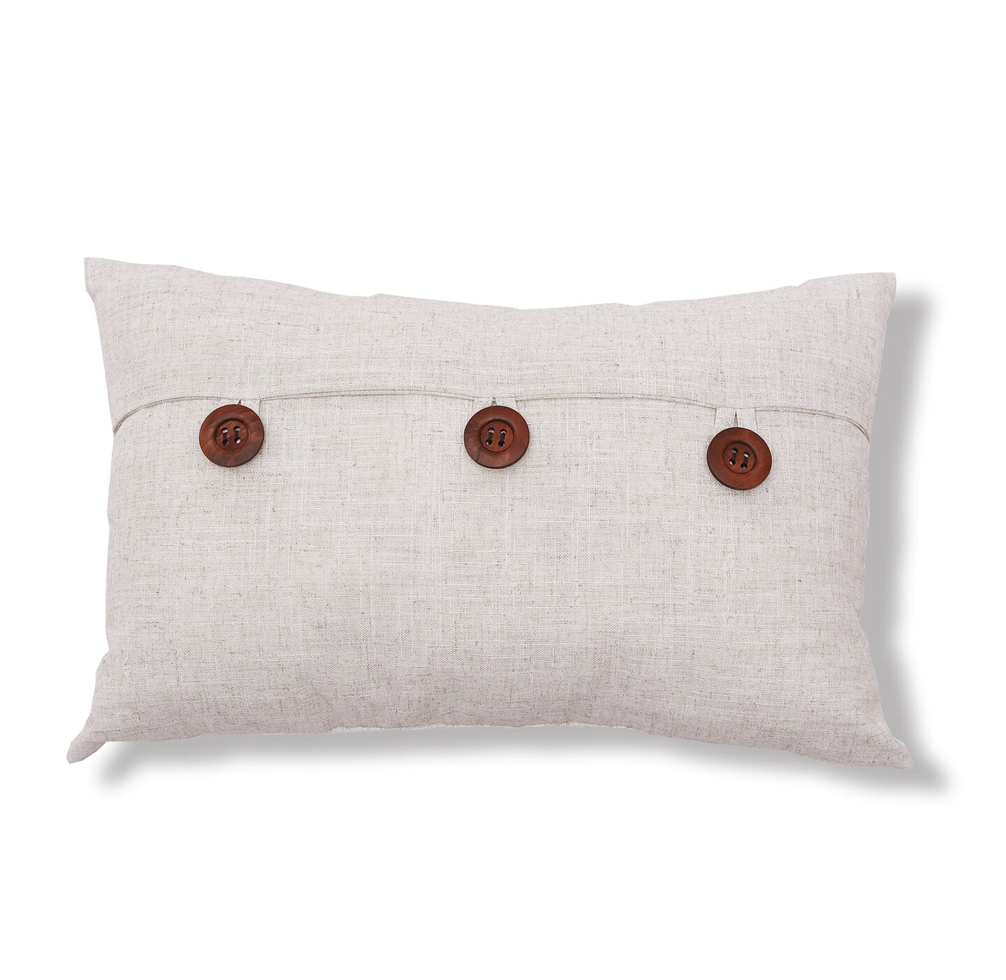 14&#x22; x 22&#x22; Button Themed Natural Envelope Lumbar Accent Throw Pillow