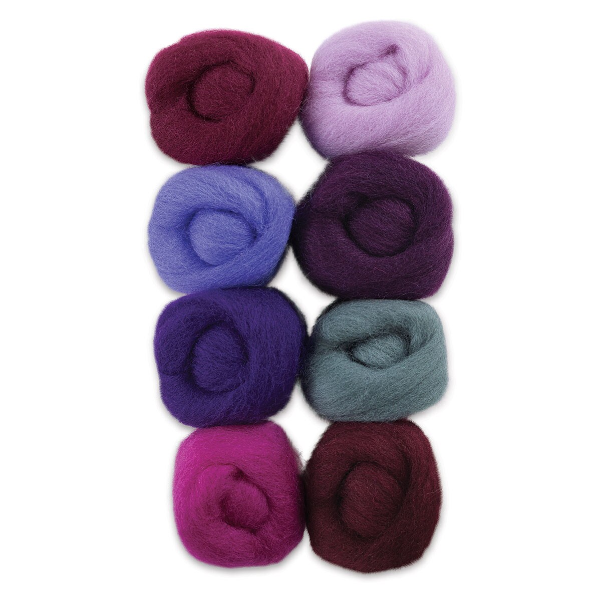 Wistyria Editions 100% Wool Roving - Lilacs, Pkg of 8