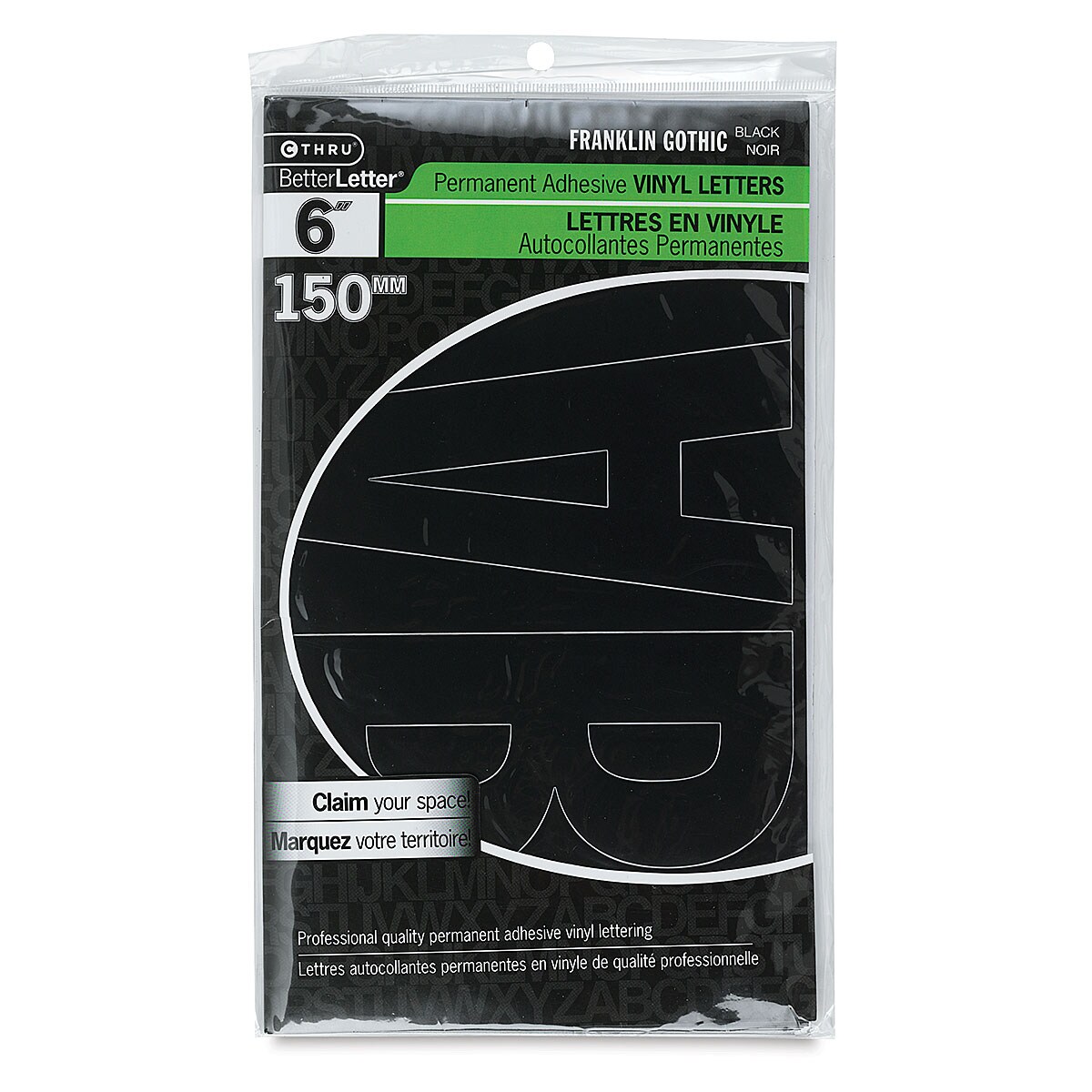 Westcott BetterLetter Self-Adhesive Vinyl Letters – 6” Permanent Letters, Franklin Gothic, Black