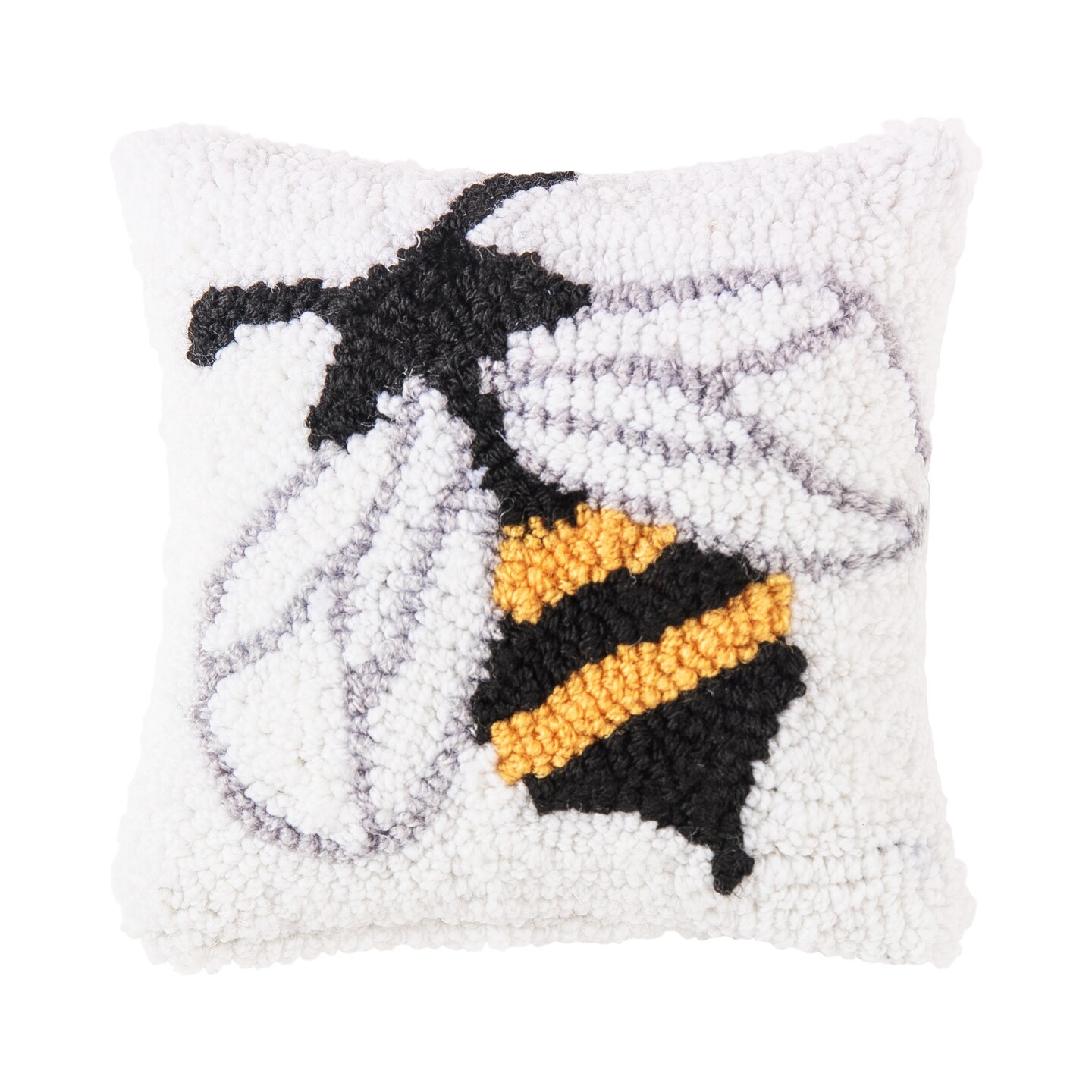 8&#x22; x 8&#x22; Bumble Bee Hooked Pillow