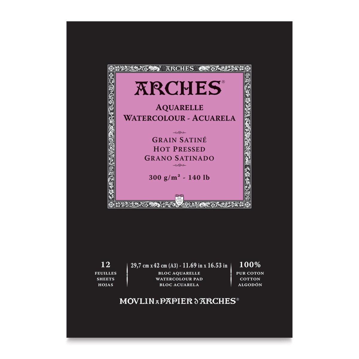 Arches Watercolor Pad - 11.7&#x22; x 16.5&#x22;, 140 lb, Hot Press, 12 Sheets