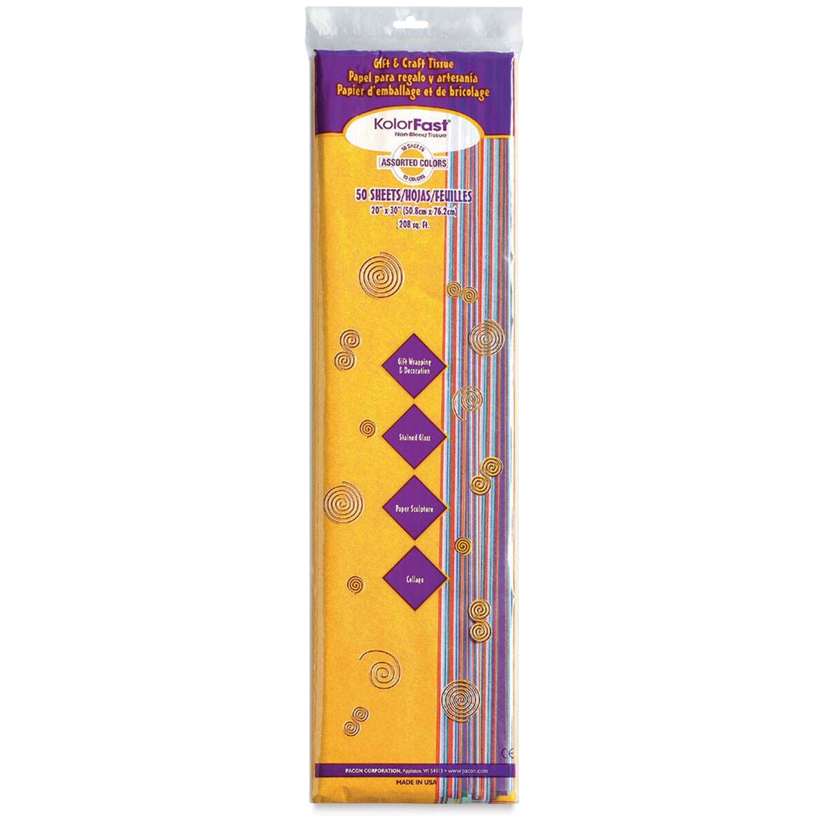 Spectra Kolorfast Tissue - 20&#x22; x 30&#x22;, Assorted, 50 Sheets