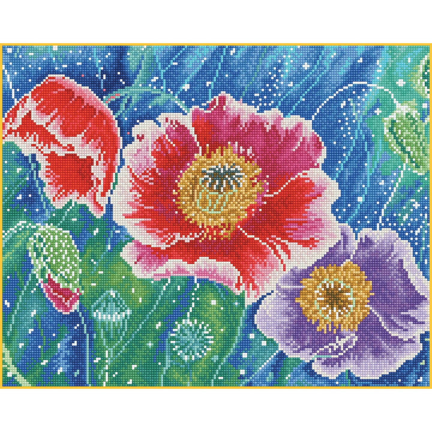 Leisure Arts Diamond Painting Kit - Batik Poppies