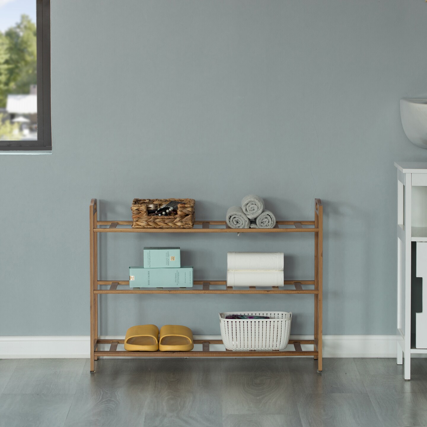 Bamboo Storage Shoe Rack, Free Standing Shoe Organizer Storage Rack