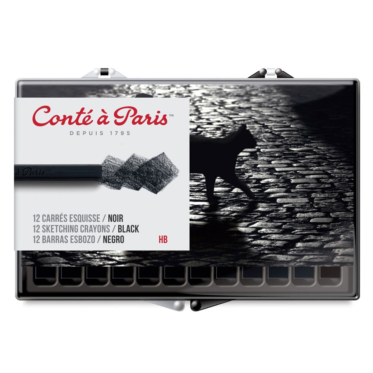 Cont&#xE9; &#xE0; Paris Sketching Pastel Carr&#xE9;s - Black, HB, Pkg of 12